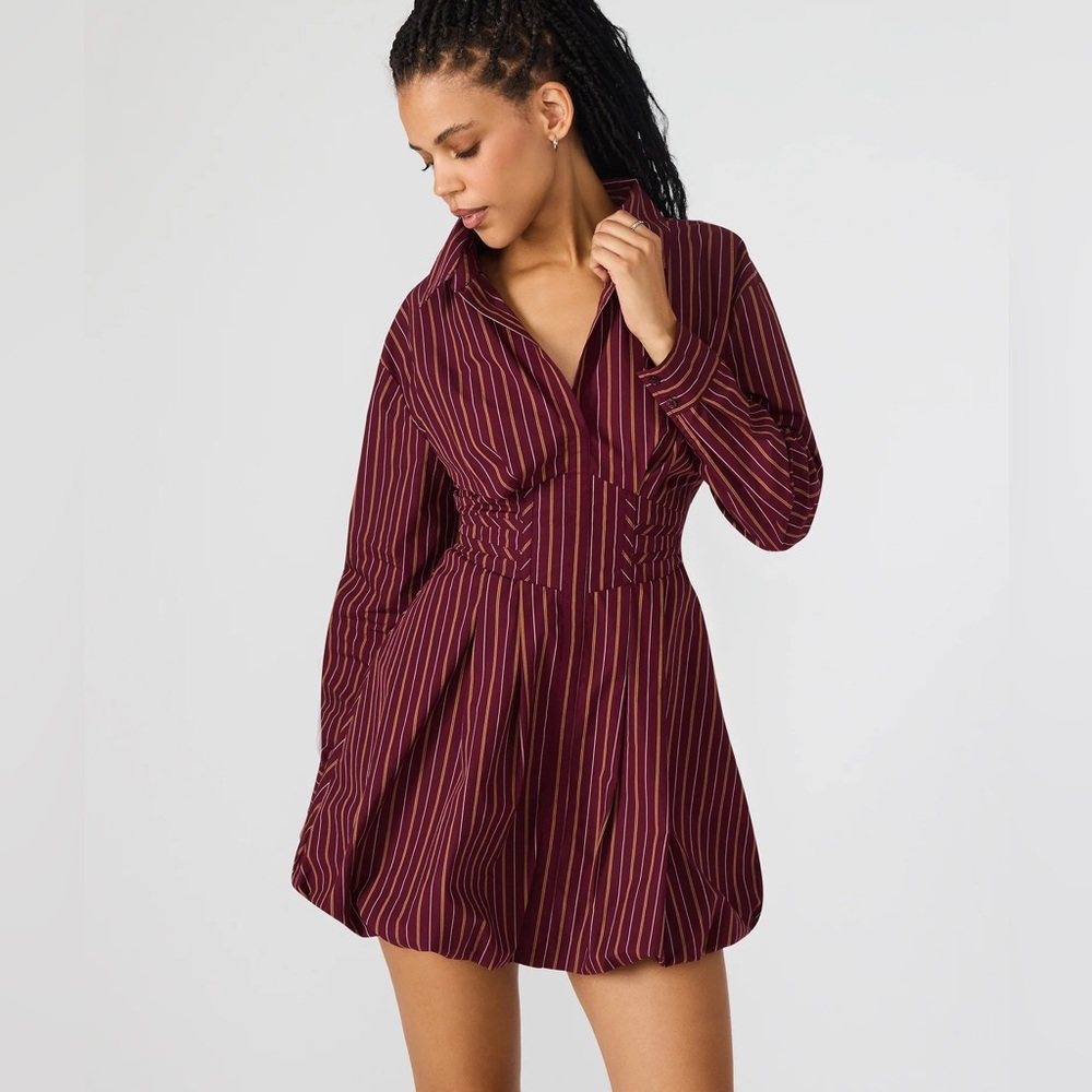 Steve Madden Burgundy and Gold Striped Dress
